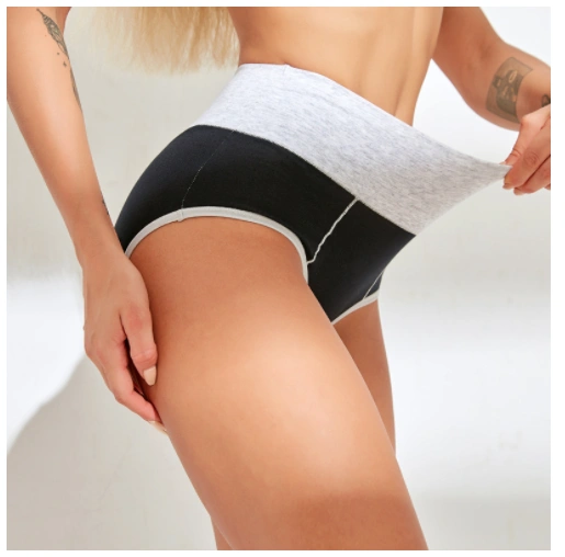 High waist women's cotton sexy bound sports underwear