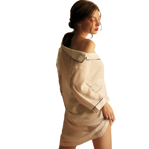 Shirt sexy nightgown female interest sleeps skirt in long white shirt thin money loose temptation
