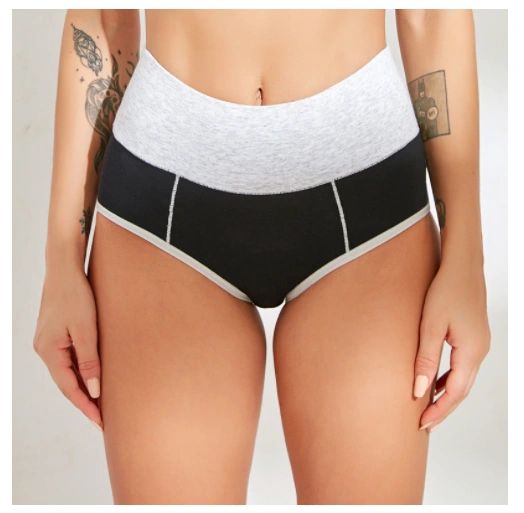 High waist women's cotton sexy bound sports underwear