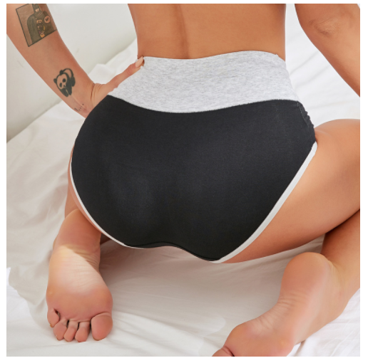 High waist women's cotton sexy bound sports underwear