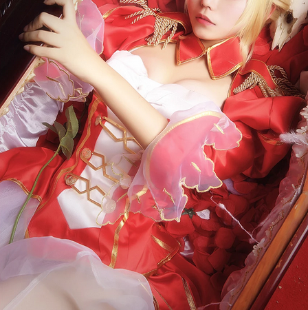 Game FGO Fate Grand Order Nero Claudius Caesar Drusus Germanicus Cosplay Suit sexy Red Dress costume set Without Wig