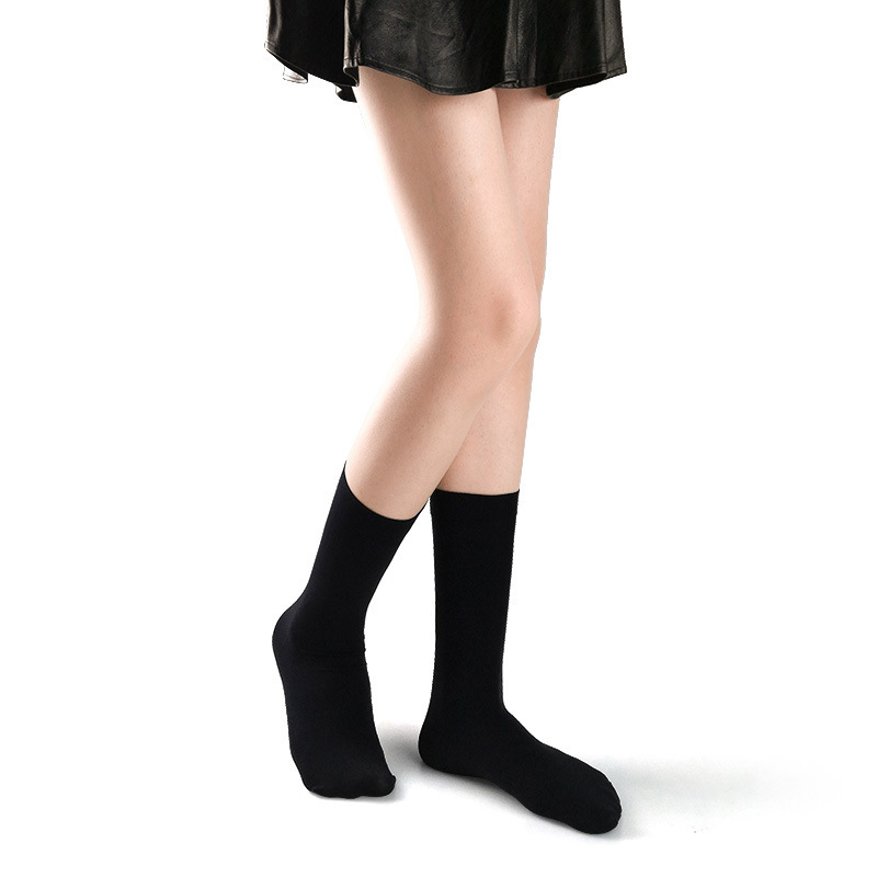 Short Medium and High Velvet Calf Thigh Socks Can be worn Four Seasons Opaque Versatile Black and White Tube Knee Socks