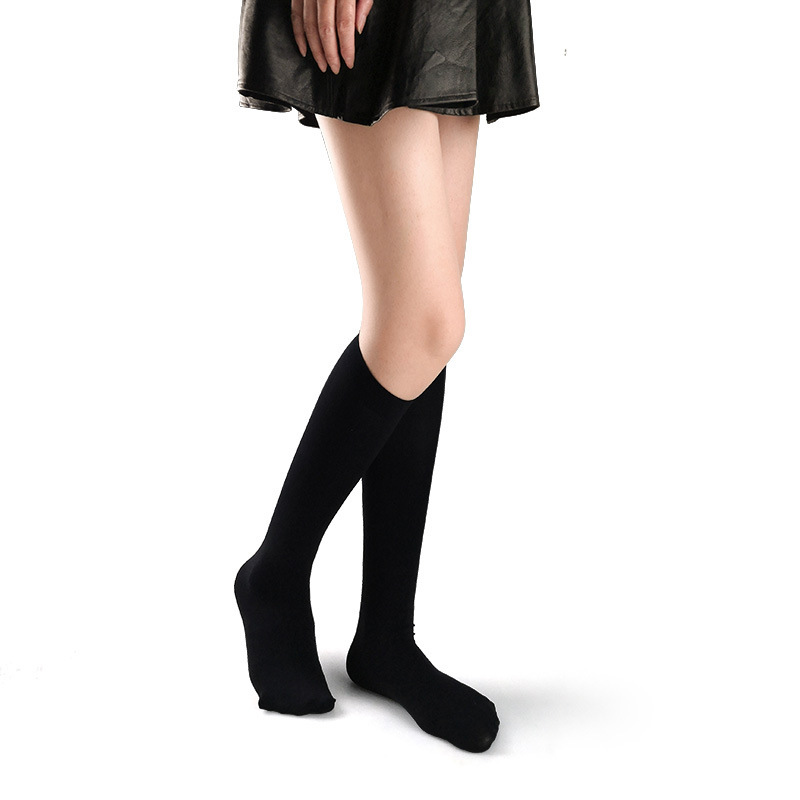 Short Medium and High Velvet Calf Thigh Socks Can be worn Four Seasons Opaque Versatile Black and White Tube Knee Socks