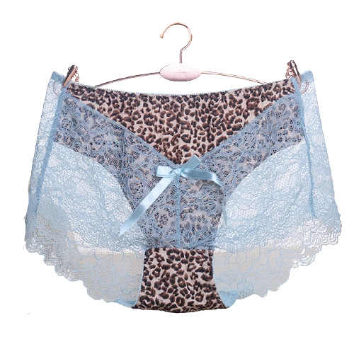 New Leopard Print Underwear Women Transparent Lace Spell Milk Silk Cotton Bottom Crotch Size