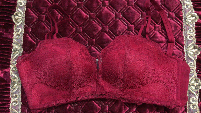 steel ring-free lace sexy small bra top anti-hanging women's underwear gathered adjustable bra set