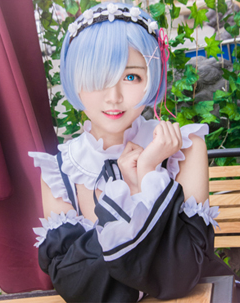 Anime Re:Life In  Different World From Zero Remu Rem Ram Cute Maid Cosplay Set Black and White Lovely Dress Costume