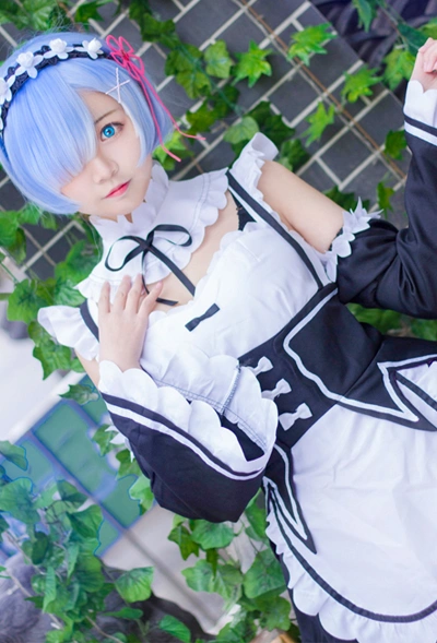 Anime Re:Life In  Different World From Zero Remu Rem Ram Cute Maid Cosplay Set Black and White Lovely Dress Costume