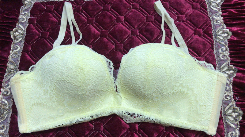 steel ring-free lace sexy small bra top anti-hanging women's underwear gathered adjustable bra set