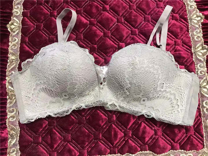 steel ring-free lace sexy small bra top anti-hanging women's underwear gathered adjustable bra set