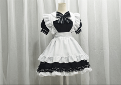 2 sets Black and white Lolita lovely Maid costume cute cosplay suit