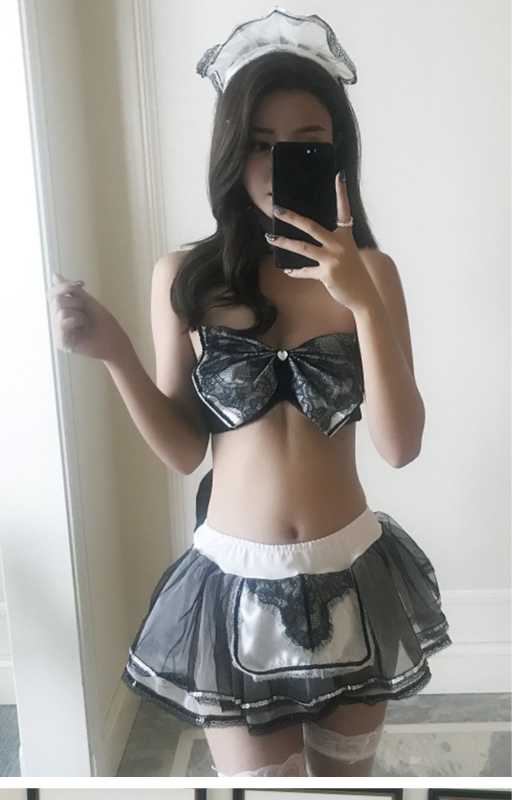 Sexy uniform tempting maid skirt lace sexy cute playful open file cosplaying sexy underwear