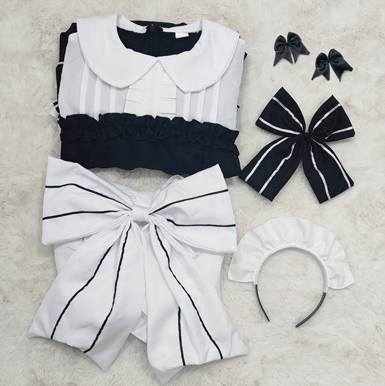 2 sets Black and white Lolita lovely Maid costume cute cosplay suit