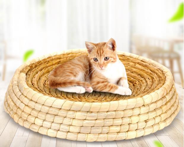 Rattan woven cat nest natural environmental protection pet nest cat nest grinding claw bowl cat scratch board cat bed manufacturer directly provides spot goods