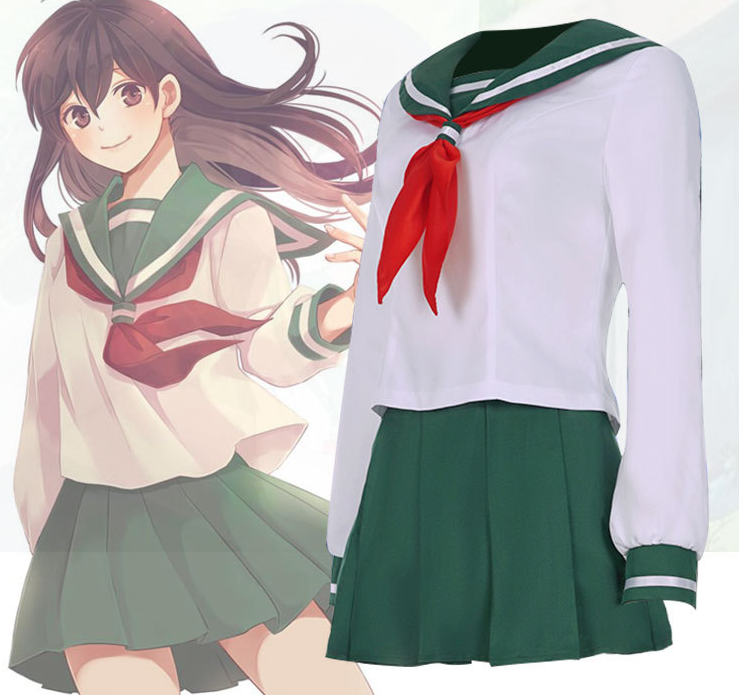 Anime Inuyasha Higurashi kagome cute costume cosplay suit lovely school student uniform