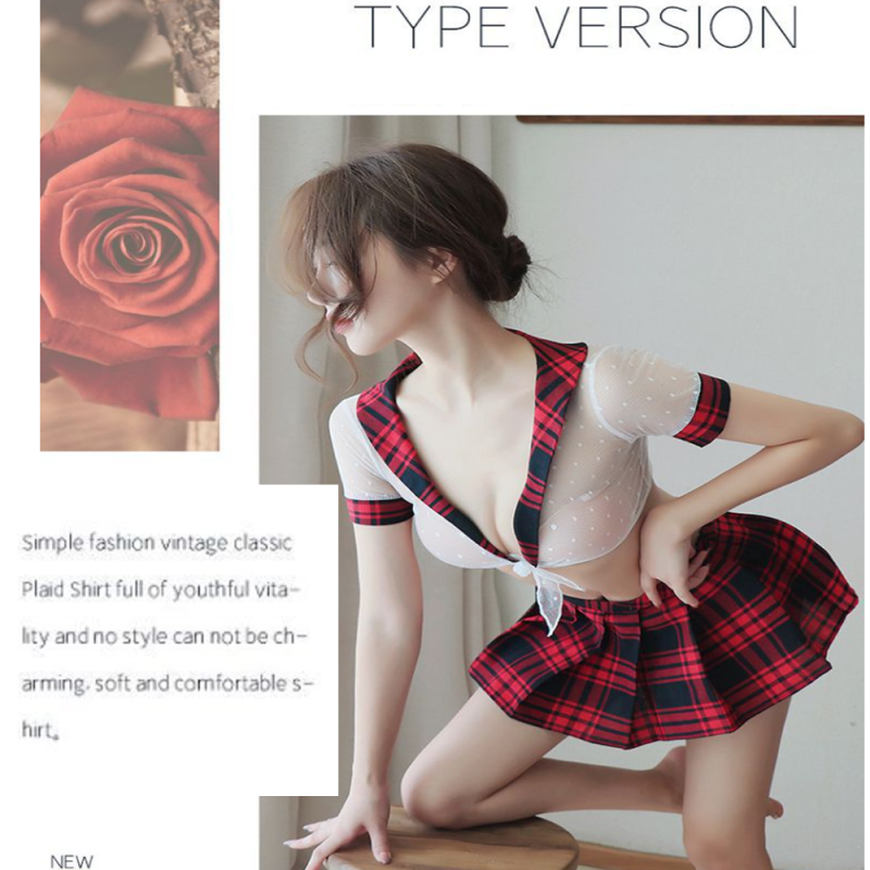 Sexy Lingerie Sexy Japanese Plaid student JK uniform miniskirt seduction cosplaying women's suit