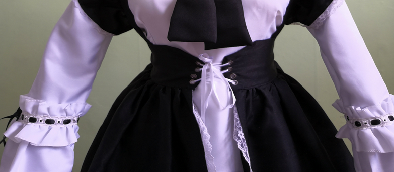 2 sets Black and white Lolita Gothic classic Maid Dress  costume set