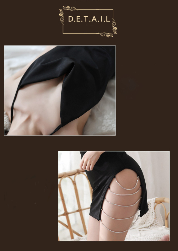 New sexy underwear women's sexy pajamas open back side split sexy suspender nightdress