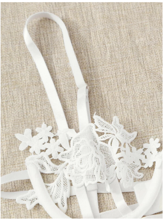 Cut-out Crochet Underwire Garter Lingerie Set
