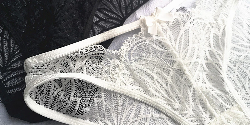 French sexy transparent seductive lace women's low waist briefs fun underwear thong