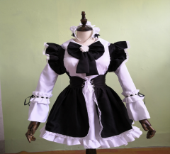 2 sets Black and white Lolita Gothic classic Maid Dress  costume set