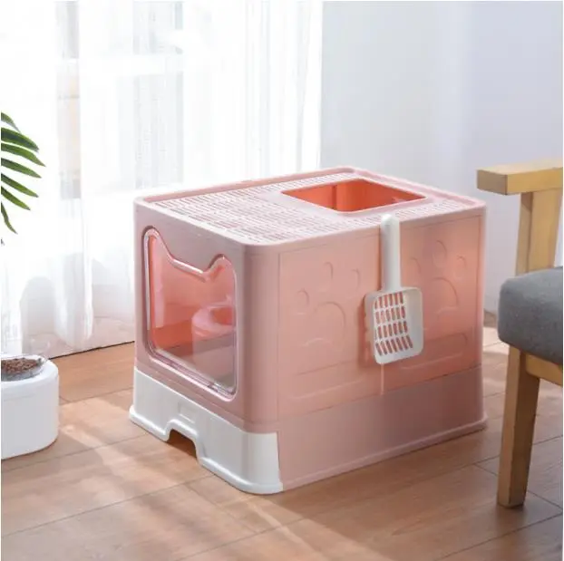 Drawer type folding litter basin fully enclosed anti splash Cat Toilet anti odor cat cleaning products anti litter
