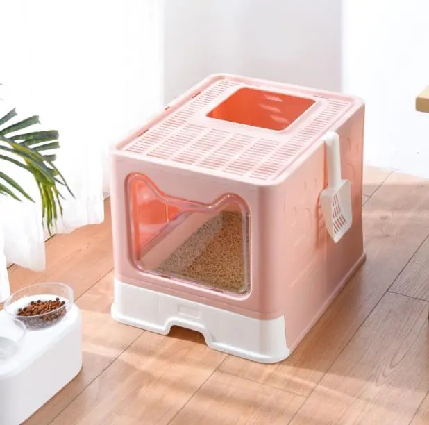 Drawer type folding litter basin fully enclosed anti splash Cat Toilet anti odor cat cleaning products anti litter