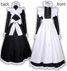 2 sets Classic black and white maid cos dress British style pearl thread long coffee shop Maid Dress Cosplay dress
