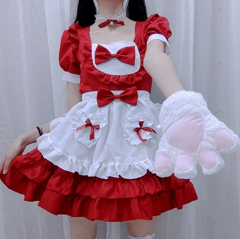 Lovely Cute Pure Lolita Maid Dress costume set Without socks