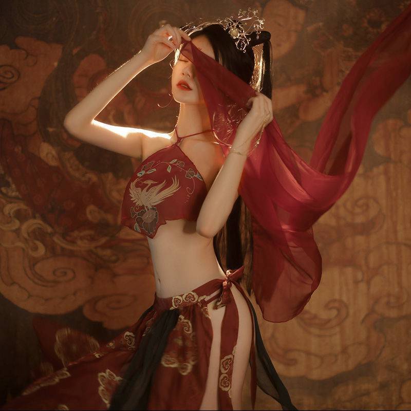 Fun Underwear Bra Dunhuang Flying Phoenix Female Fairy Exotic Suit Bellyband Silk Skirt Fun Underwear Without Taking Off