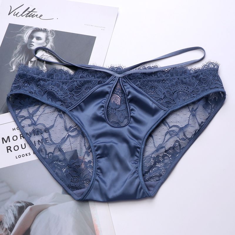 sexy panties female lace seduction hollow tie mesh transparent thin taste low-waisted hip triangle pants