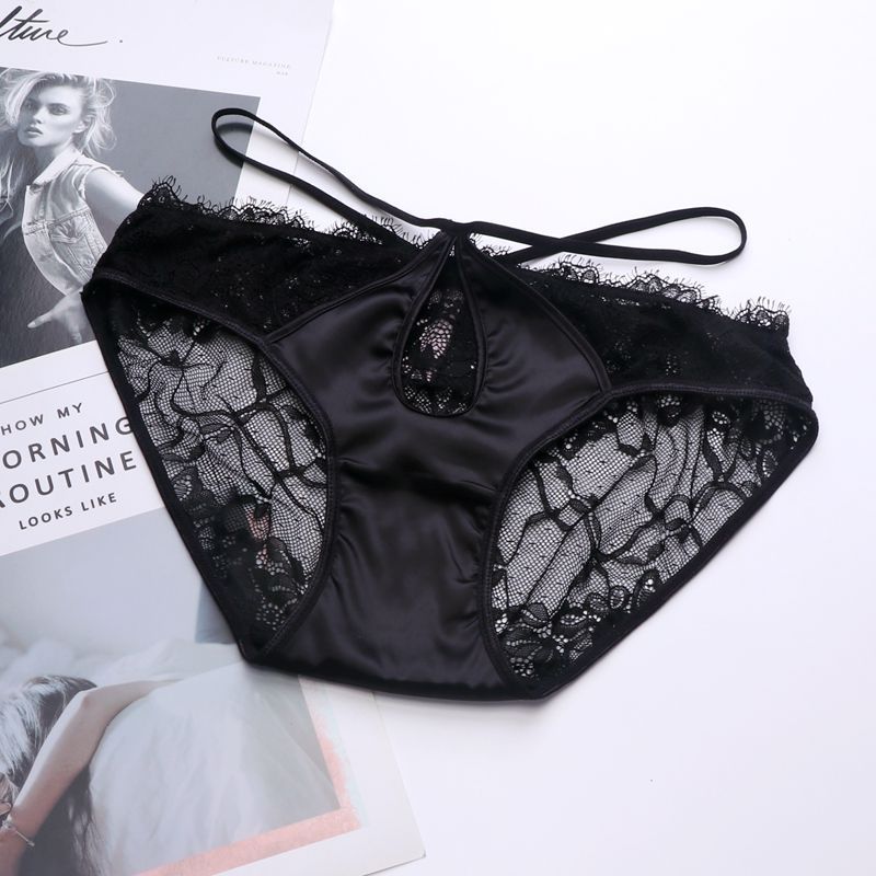 sexy panties female lace seduction hollow tie mesh transparent thin taste low-waisted hip triangle pants