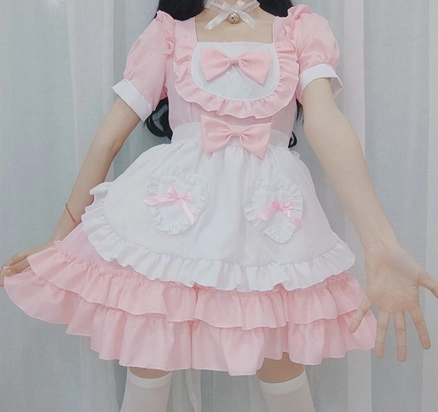 Lovely Cute Pure Lolita Maid Dress costume set Without socks