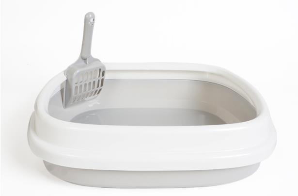 Low side litter basin manufacturer wholesale oval pet products splash proof semi closed Cat Toilet folding litter Basin