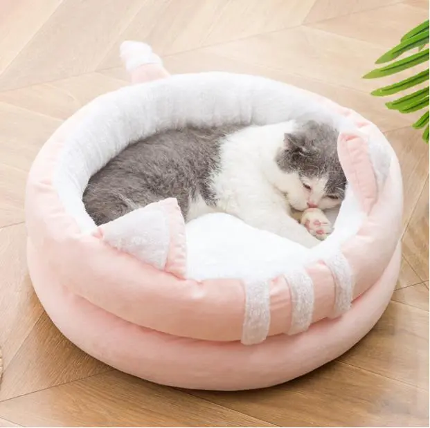 Cartoon net red cat nest issued on behalf of semi closed cat nest dog nest four seasons comfortable plush pet nest can not be disassembled