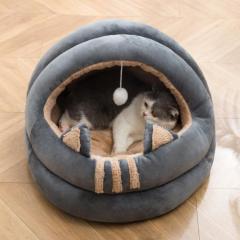 Cartoon net red cat nest issued on behalf of semi closed cat nest dog nest four seasons comfortable plush pet nest can not be disassembled
