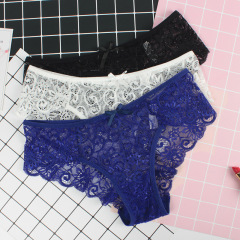 hollow sexy lace panties women mid-waist breathable sexy seduction underwear women's triangle pants