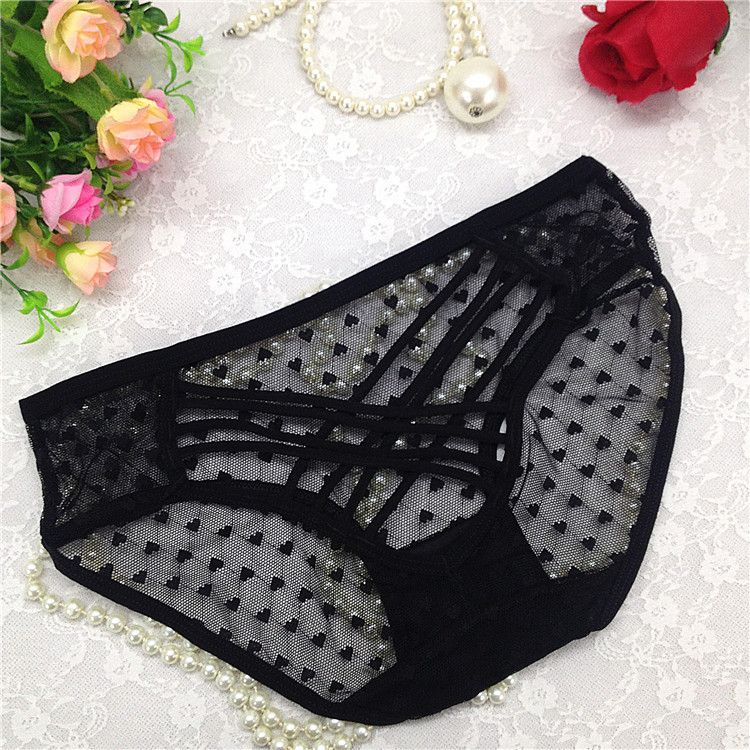 sexy underwear lace jacquest underwear women's low-waisted hollow cross strap