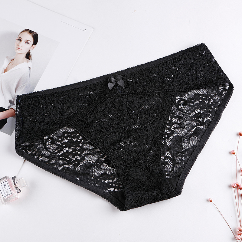 lace sexy underpants transparent low-waisted panties lace lady sexy hollow bow panties