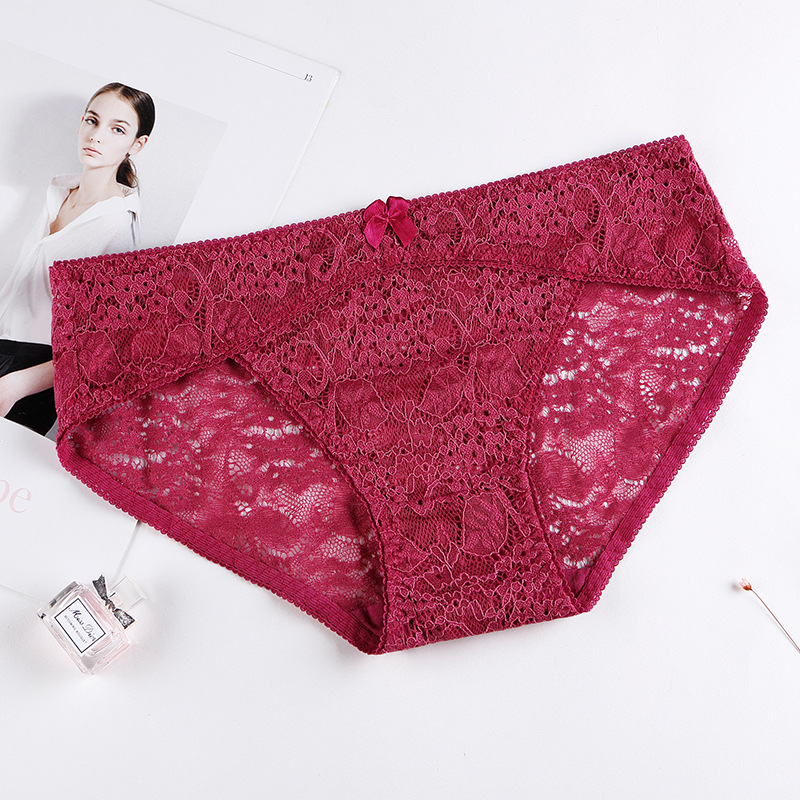 lace sexy underpants transparent low-waisted panties lace lady sexy hollow bow panties