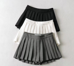 2 sets High waist solid color slim college pleated skirt