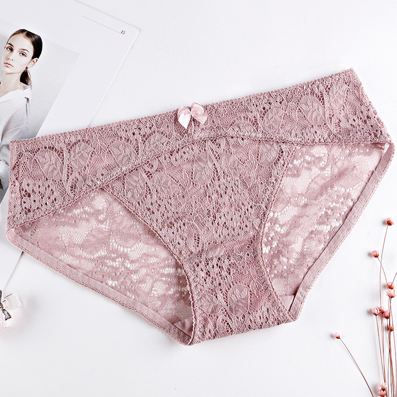 lace sexy underpants transparent low-waisted panties lace lady sexy hollow bow panties