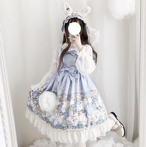 Lovely girl dress Lolita suspender puffy  cute dress