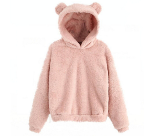 2 Sets Cute Fluffy rabbit ears hooded warm sweater Hoodies
