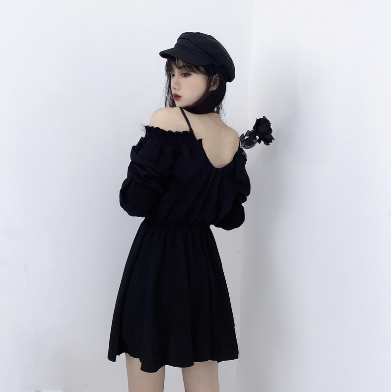 3 Sets Romantic Black Suspender Dress Without Cap,Rose Or  Neck Strap