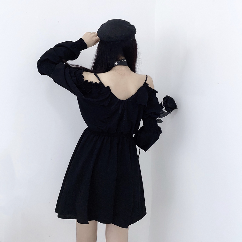 3 Sets Romantic Black Suspender Dress Without Cap,Rose Or  Neck Strap