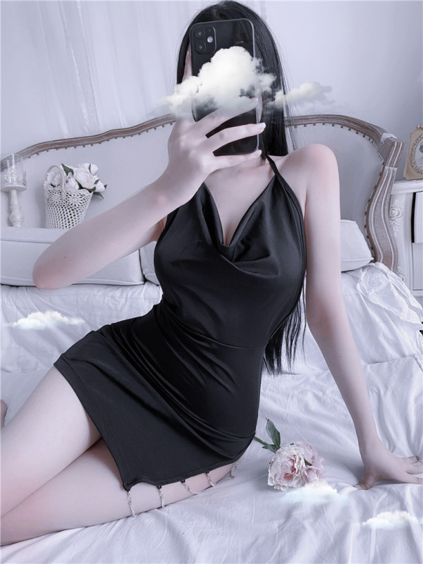 Sexy underwear passion Secretary pajamas short skirt hot side split cheongsam diamond chain temptation suit