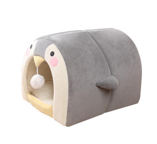 Cartoon pet nest four seasons warm cat nest semi closed cat bed net red cat house pet supplies dog nest