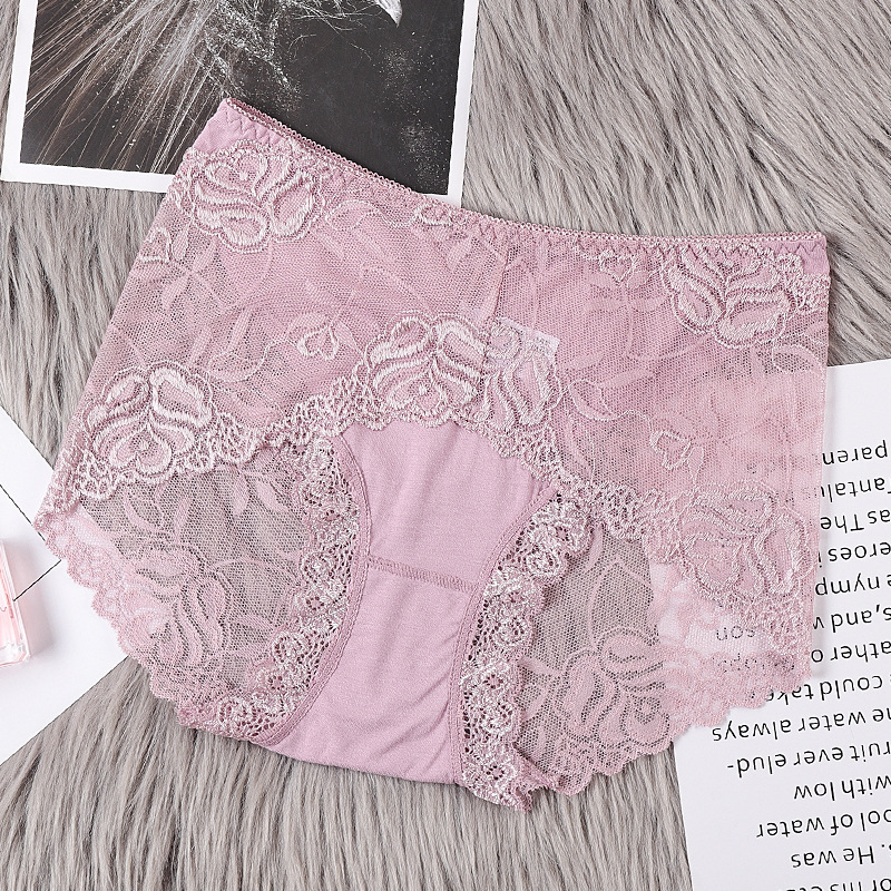 mid-to-high-waisted large-size lace-edge panties are unmarked sexy triangle panties