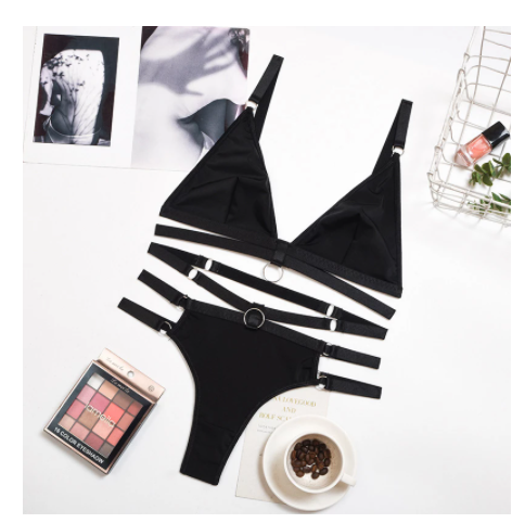 2-Piece Bra Set Women Wireless Bra + High Waisted Panty Bandage Underwear Set Ladies Ring Sexy Lingerie Set