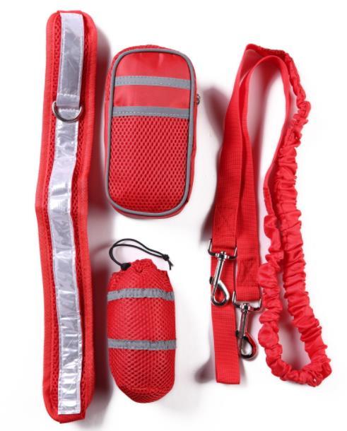 Amazon popular dog running pet sports suit reflective traction rope set running traction belt training bag